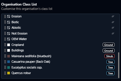 Organisation Class list Example